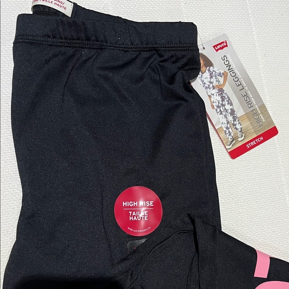 Levi's Kids Black Leggings with Pink Logo - Picture 2 of 3